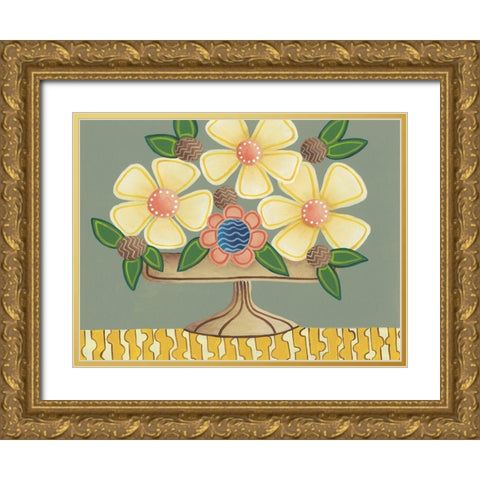 Full of Fun Bouquet I Gold Ornate Wood Framed Art Print with Double Matting by Moore, Regina