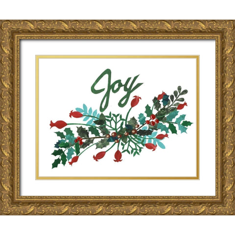 Cut Wreath Christmas I Gold Ornate Wood Framed Art Print with Double Matting by Moore, Regina