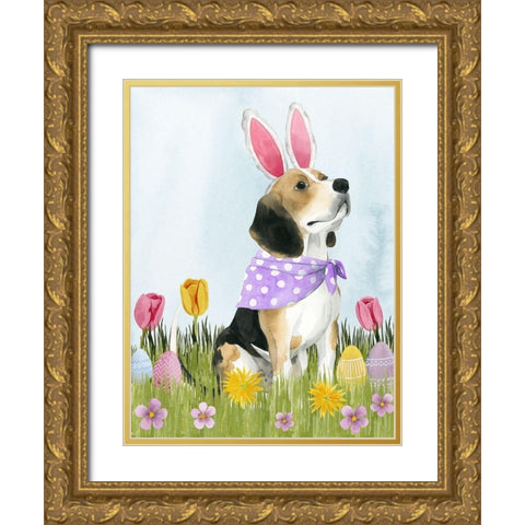 Puppy Easter II Gold Ornate Wood Framed Art Print with Double Matting by Popp, Grace