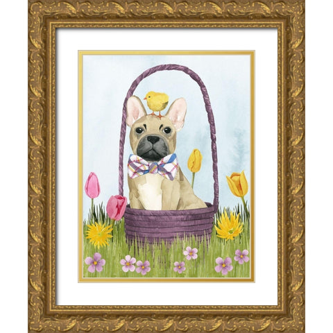 Puppy Easter III Gold Ornate Wood Framed Art Print with Double Matting by Popp, Grace