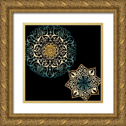 Midnight Rosette IV Gold Ornate Wood Framed Art Print with Double Matting by Zarris, Chariklia