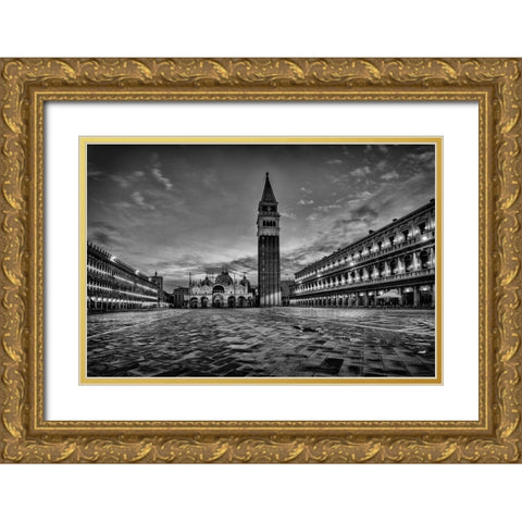 BandW On the Square Gold Ornate Wood Framed Art Print with Double Matting by Head, Danny