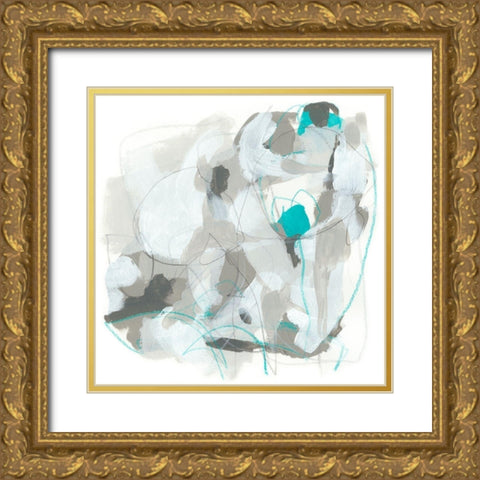 Blue Scramble I Gold Ornate Wood Framed Art Print with Double Matting by Vess, June Erica