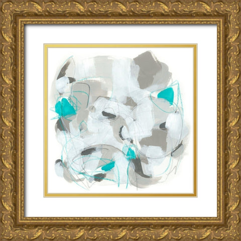 Blue Scramble II Gold Ornate Wood Framed Art Print with Double Matting by Vess, June Erica