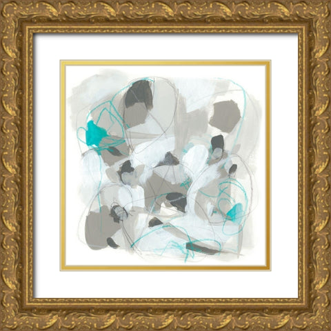 Blue Scramble III Gold Ornate Wood Framed Art Print with Double Matting by Vess, June Erica