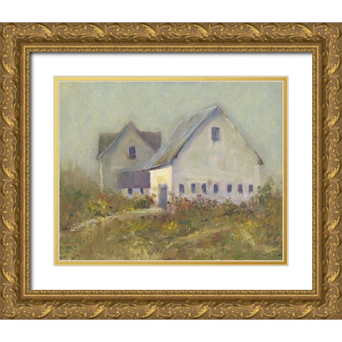 White Barn I Gold Ornate Wood Framed Art Print with Double Matting by Wendling, Marilyn