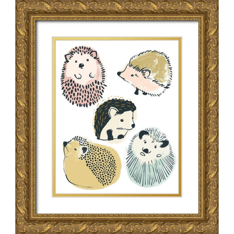 Prickle Pals I Gold Ornate Wood Framed Art Print with Double Matting by Vess, June Erica