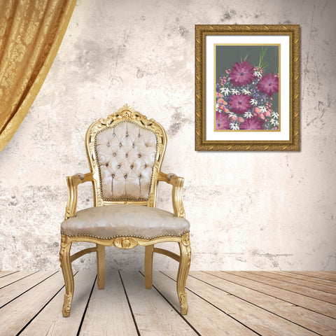 Mauve Wildflower Garden I Gold Ornate Wood Framed Art Print with Double Matting by Moore, Regina