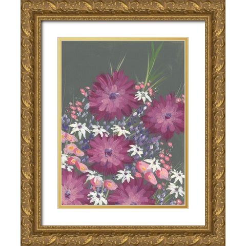 Mauve Wildflower Garden I Gold Ornate Wood Framed Art Print with Double Matting by Moore, Regina