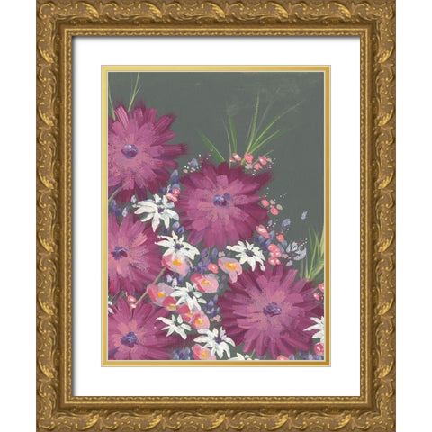 Mauve Wildflower Garden II Gold Ornate Wood Framed Art Print with Double Matting by Moore, Regina