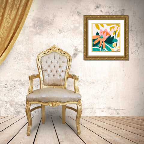 Cut Paper Garden II Gold Ornate Wood Framed Art Print with Double Matting by Vess, June Erica
