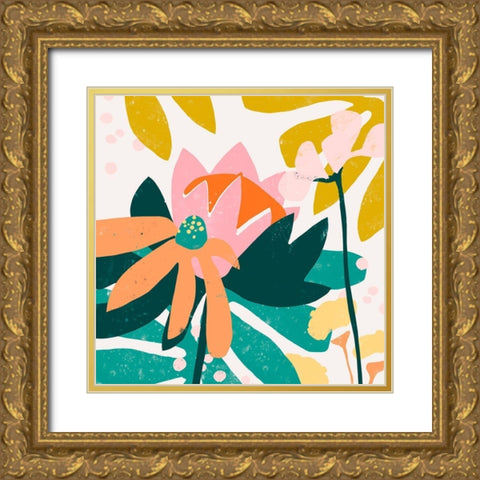 Cut Paper Garden II Gold Ornate Wood Framed Art Print with Double Matting by Vess, June Erica