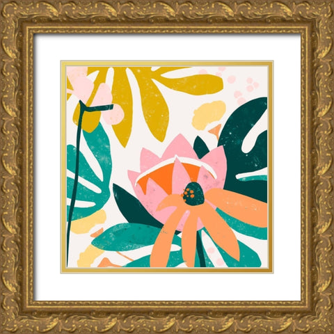 Cut Paper Garden III Gold Ornate Wood Framed Art Print with Double Matting by Vess, June Erica