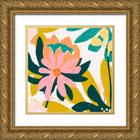Cut Paper Garden IV Gold Ornate Wood Framed Art Print with Double Matting by Vess, June Erica