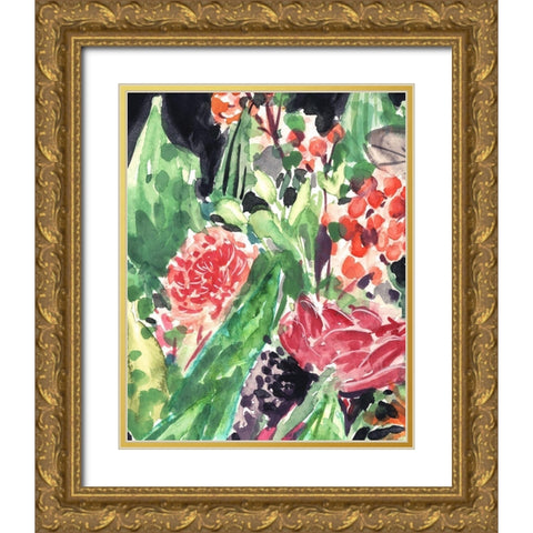 Garden Fest I Gold Ornate Wood Framed Art Print with Double Matting by Wang, Melissa