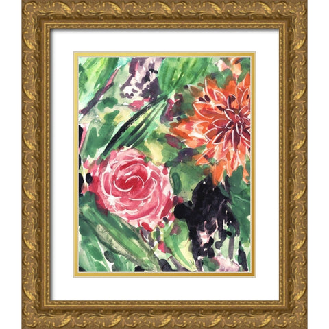 Garden Fest IV Gold Ornate Wood Framed Art Print with Double Matting by Wang, Melissa