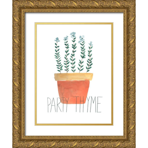 Punny Plant IV Gold Ornate Wood Framed Art Print with Double Matting by Vess, June Erica