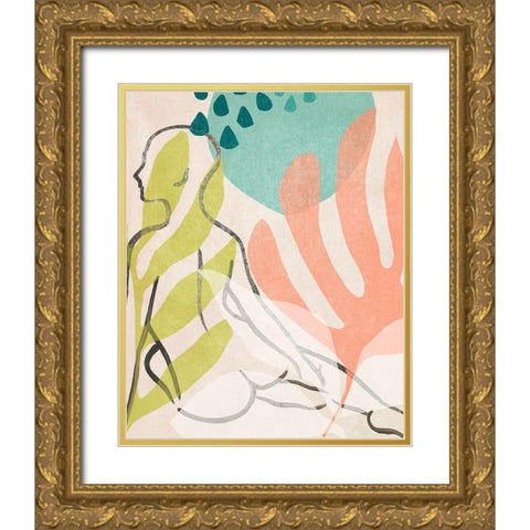 Tropical Nude I Gold Ornate Wood Framed Art Print with Double Matting by Vess, June Erica