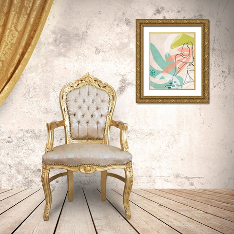 Tropical Nude II Gold Ornate Wood Framed Art Print with Double Matting by Vess, June Erica