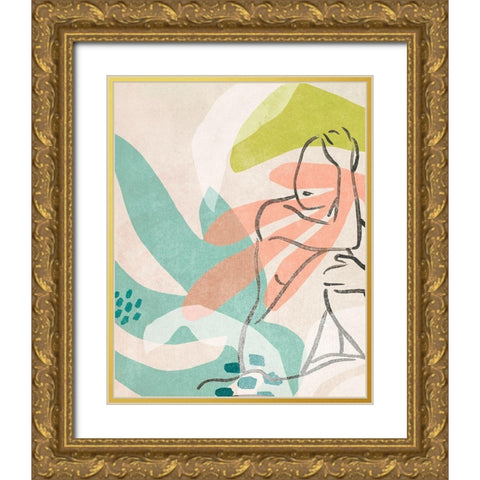 Tropical Nude II Gold Ornate Wood Framed Art Print with Double Matting by Vess, June Erica
