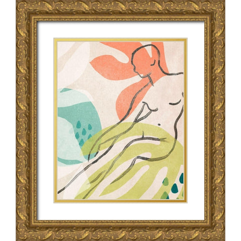 Tropical Nude IV Gold Ornate Wood Framed Art Print with Double Matting by Vess, June Erica