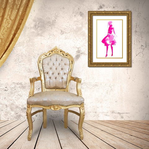 Fuchsia Street Fashion IV Gold Ornate Wood Framed Art Print with Double Matting by Parker, Jennifer Paxton