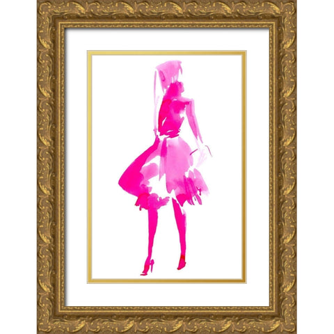 Fuchsia Street Fashion IV Gold Ornate Wood Framed Art Print with Double Matting by Parker, Jennifer Paxton