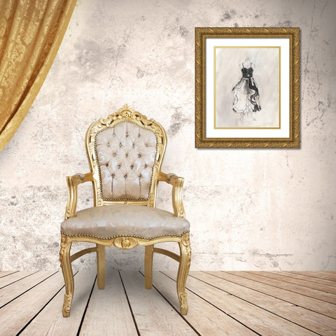 Black Evening Gown II Gold Ornate Wood Framed Art Print with Double Matting by Harper, Ethan