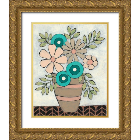 Mid Summer Bouquet I Gold Ornate Wood Framed Art Print with Double Matting by Moore, Regina