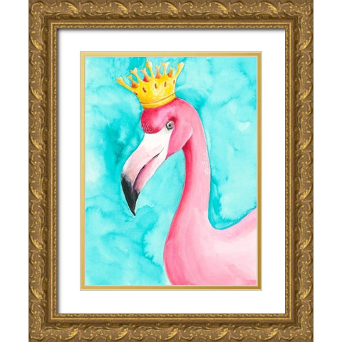 Flamingo Queen I Gold Ornate Wood Framed Art Print with Double Matting by Moore, Regina