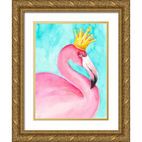 Flamingo Queen II Gold Ornate Wood Framed Art Print with Double Matting by Moore, Regina