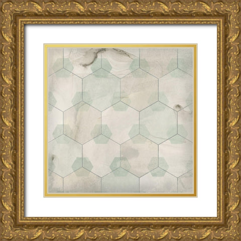 Hexagon Tile III Gold Ornate Wood Framed Art Print with Double Matting by Vess, June Erica