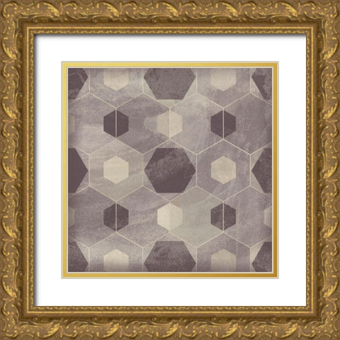 Hexagon Tile IV Gold Ornate Wood Framed Art Print with Double Matting by Vess, June Erica