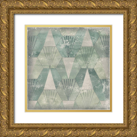 Hexagon Tile V Gold Ornate Wood Framed Art Print with Double Matting by Vess, June Erica