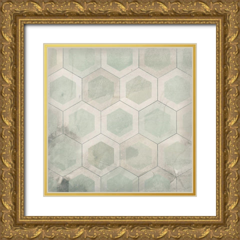 Hexagon Tile VII Gold Ornate Wood Framed Art Print with Double Matting by Vess, June Erica