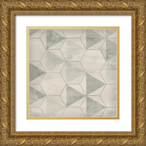 Hexagon Tile IX Gold Ornate Wood Framed Art Print with Double Matting by Vess, June Erica