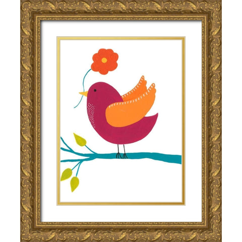 Cute Bird II Gold Ornate Wood Framed Art Print with Double Matting by Moore, Regina