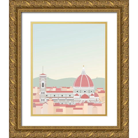 Travel Europe--Firenze Gold Ornate Wood Framed Art Print with Double Matting by Soerensen, Gurli
