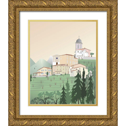 Travel Europe--Pedona Gold Ornate Wood Framed Art Print with Double Matting by Soerensen, Gurli
