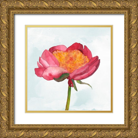 Joyful Peony II Gold Ornate Wood Framed Art Print with Double Matting by Ludwig, Alicia