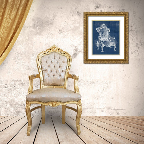 Antique Chair Blueprint II Gold Ornate Wood Framed Art Print with Double Matting by Vision Studio