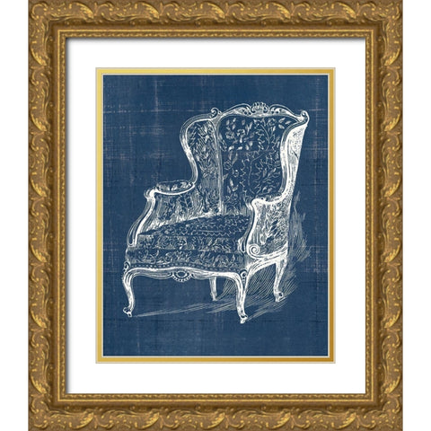 Antique Chair Blueprint III Gold Ornate Wood Framed Art Print with Double Matting by Vision Studio