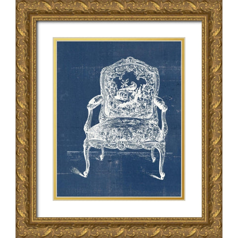 Antique Chair Blueprint V Gold Ornate Wood Framed Art Print with Double Matting by Vision Studio