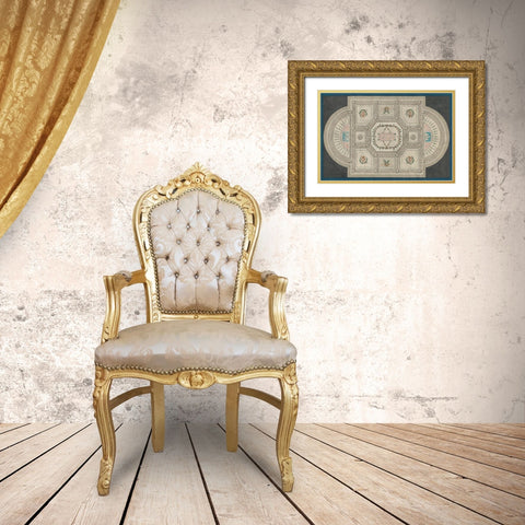 Parisian Ceiling Design Gold Ornate Wood Framed Art Print with Double Matting by Vess, June Erica