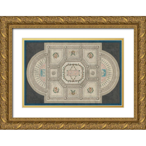 Parisian Ceiling Design Gold Ornate Wood Framed Art Print with Double Matting by Vess, June Erica