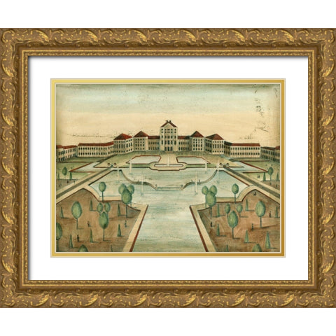 Garden Design III Gold Ornate Wood Framed Art Print with Double Matting by Vision Studio