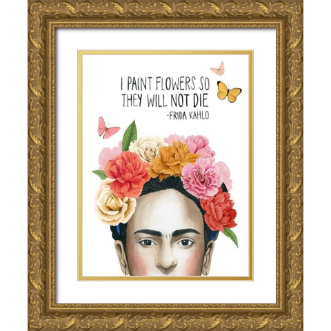 Fridas Flowers II Gold Ornate Wood Framed Art Print with Double Matting by Popp, Grace