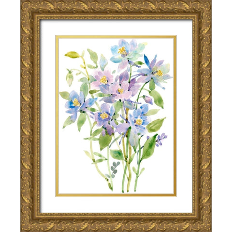 Columbine Spray II Gold Ornate Wood Framed Art Print with Double Matting by Tim OToole