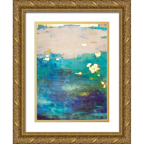 Blue Lacuna Gold Ornate Wood Framed Art Print with Double Matting by Jachimiec, Sue