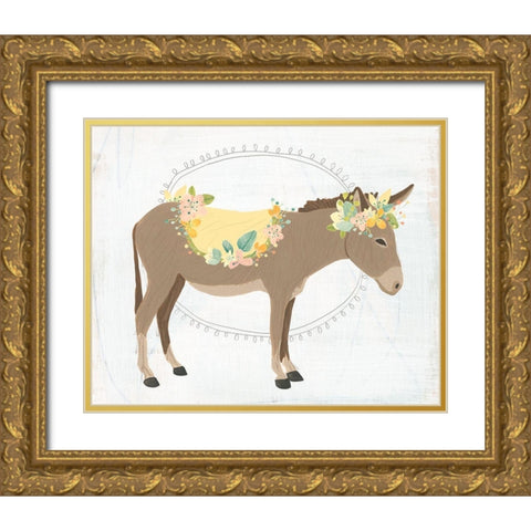 Dainty Burro II Gold Ornate Wood Framed Art Print with Double Matting by Vess, June Erica